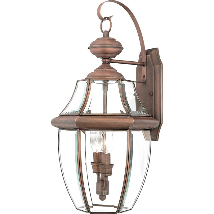 Quoizel QZ-NEWBURY2-L-AC Newbury 2 Light Large Wall Lantern - Aged Copper