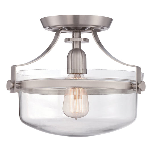 Quoizel QZ-PENN-STATION-F-BN Penn Station 1 Light Semi Flush - Brushed Nickel