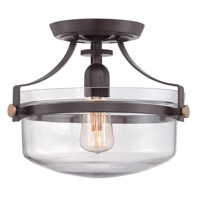 Quoizel QZ-PENN-STATION-F-WT Penn Station 1 Light Semi Flush - Western Bronze