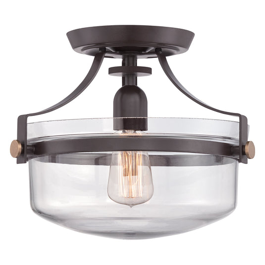 Quoizel QZ-PENN-STATION-F-WT Penn Station 1 Light Semi Flush - Western Bronze