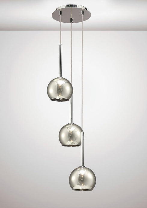Deco D0102 Regina Pendant 3 Light G9 Polished Chrome/Smoke Glass