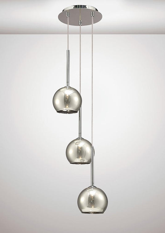 Deco D0102 Regina Pendant 3 Light G9 Polished Chrome/Smoke Glass