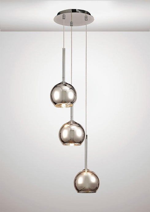 Deco D0103 Regina Pendant 3 Light G9 Polished Chrome/Chrome Plated Glass