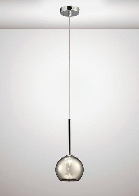 Deco D0105 Regina Single Pendant 1 Light G9 Polished Chrome/Smoke Glass