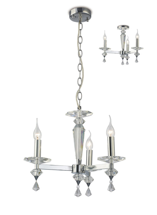 Diyas IL30593 Renzo Pendant Semi-Flush Convertible 3 Light Polished Chrome/Crystal - 38097