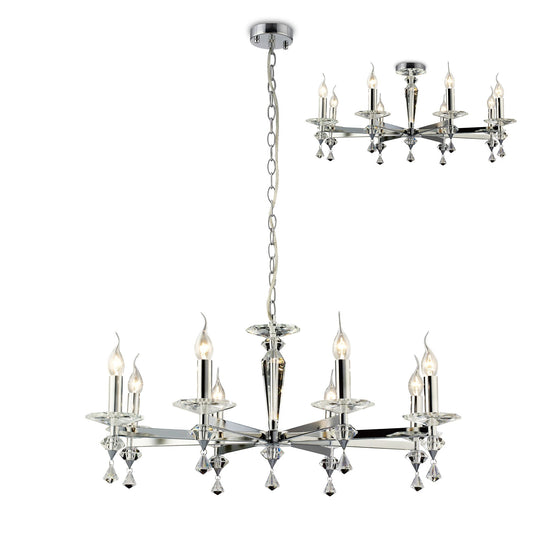 Diyas IL30598 Renzo Pendant Semi-Flush Convertible 8 Light Polished Chrome/Crystal - 38099