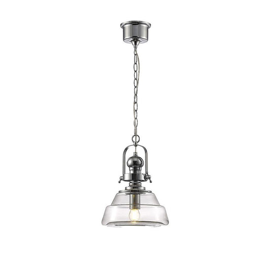 Diyas IL31590 Reyna Single Small Pendant 1 Light E27 Polished Chrome/Clear Glass - 38415