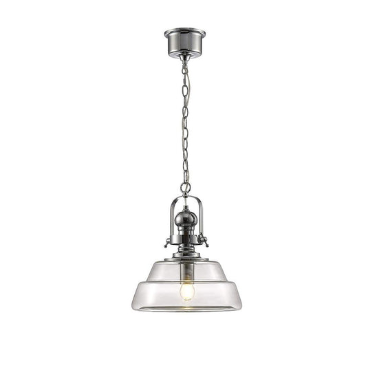 Diyas IL31591 Reyna Single Medium Pendant 1 Light E27 Polished Chrome/Clear Glass - 38416