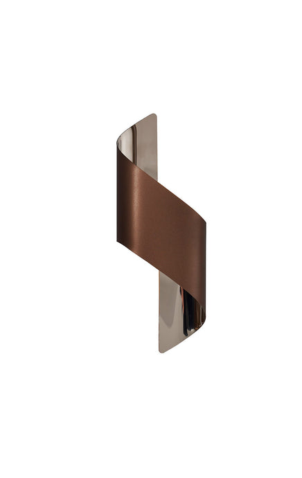 C-Lighting Ribbon Wall Lamp Small, 1 x 8W LED, 3000K, 640lm, Satin Brown/Polished Chrome, 3yrs Warranty - 28636