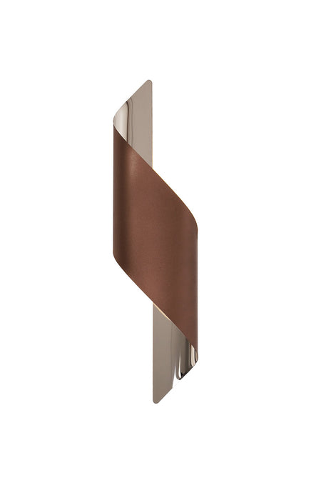 C-Lighting Ribbon Wall Lamp Large, 1 x 8W LED, 3000K, 640lm, Satin Brown/Polished Chrome, 3yrs Warranty - 28639