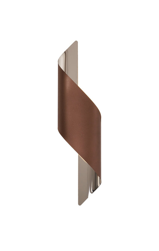 C-Lighting Ribbon Wall Lamp Large, 1 x 8W LED, 3000K, 640lm, Satin Brown/Polished Chrome, 3yrs Warranty - 28639