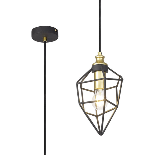 C-Lighting Ridley Small Pendant, 1 x E27, Painted Gold & Sand Black - 32962