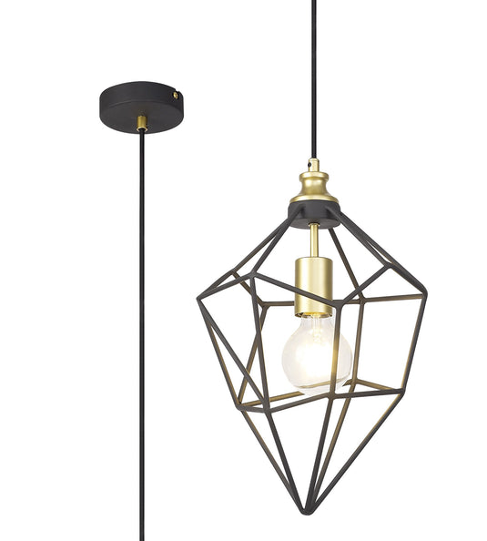 C-Lighting Ridley Medium Pendant, 1 x E27, Painted Gold & Sand Black - 32963