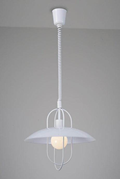 Deco D0268 Riva Rise & Fall Pendant 1 Light E27, Matt White/Opal White Glass Shade