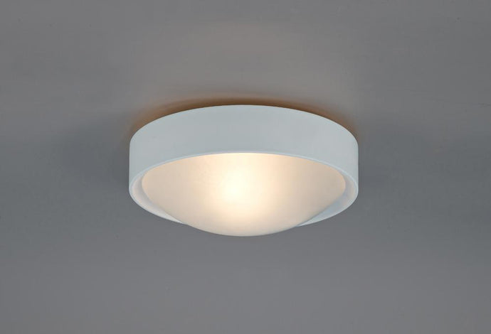 Deco D0398 Rondo IP44 1 Light E27 Flush Ceiling Light, White Frame With Frosted Glass