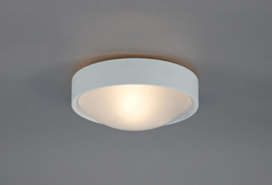 Deco D0398 Rondo IP44 1 Light E27 Flush Ceiling Light, White Frame With Frosted Glass