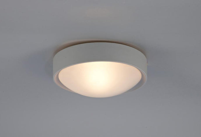 Deco D0399 Rondo IP44 1 Light E27 Flush Ceiling Light, Satin Nickel Frame With Frosted Glass
