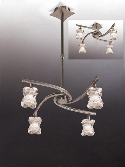 Mantra M0034 Rosa Del Desierto Telescopic Pendant Semi Flush Convertible 4 Light G9, Satin Nickel