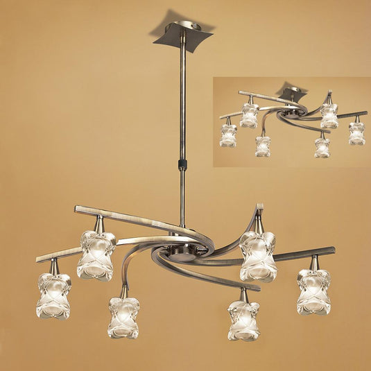 Mantra M0033AB Rosa Del Desierto TelescopicPendant Semi Flush Convertible 6 Light G9, Antique Brass
