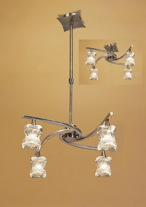 Mantra M0034AB Rosa Del Desierto Telescopic Pendant Semi Flush Convertible 4 Light G9, Antique Brass