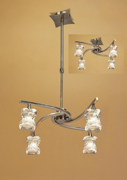 Mantra M0034AB Rosa Del Desierto Telescopic Pendant Semi Flush Convertible 4 Light G9, Antique Brass