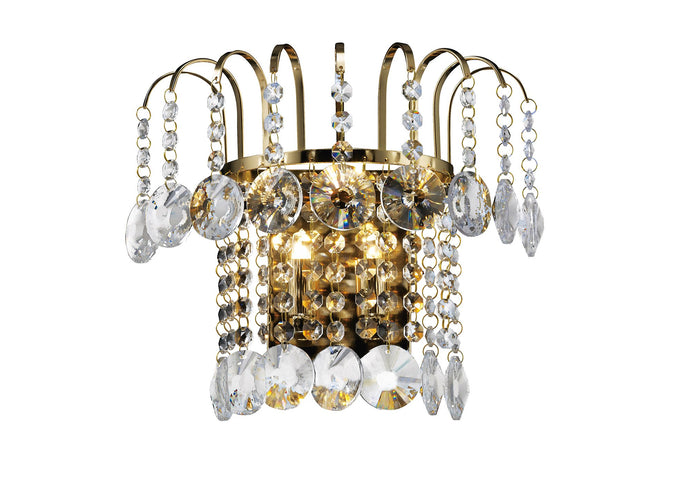 Diyas IL32052 Rosina Wall Lamp Switched 2 Light French Gold/Crystal - 38502
