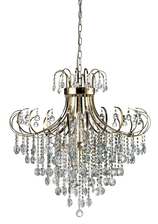 Diyas IL32058 Rosina Pendant 8 Light G9 French Gold/Crystal Item Weight: 21kg - 38506