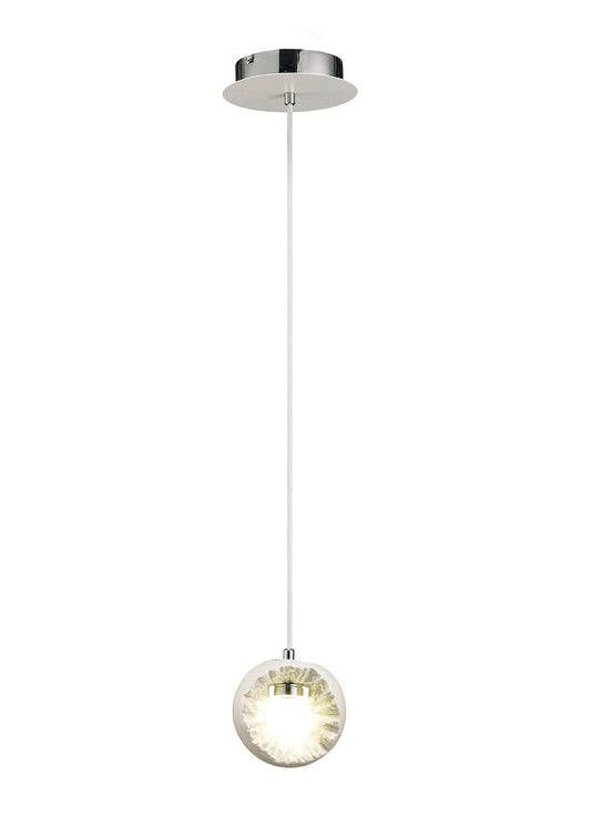 Diyas IL80065 Salvio Ceramic Round Sculpture Pendant 1 x 3W LED Chrome/White - 38579
