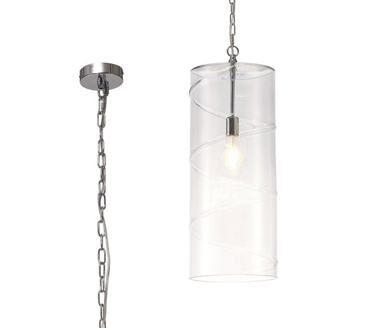 C-Lighting Sandgate Pendant, 1 Light E27, Polished Chrome/Clear - 29035