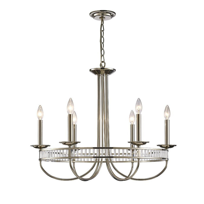 Diyas IL31705 Saskia Round Pendant 6 Light E14 Polished Nickel/Crystal - 38473