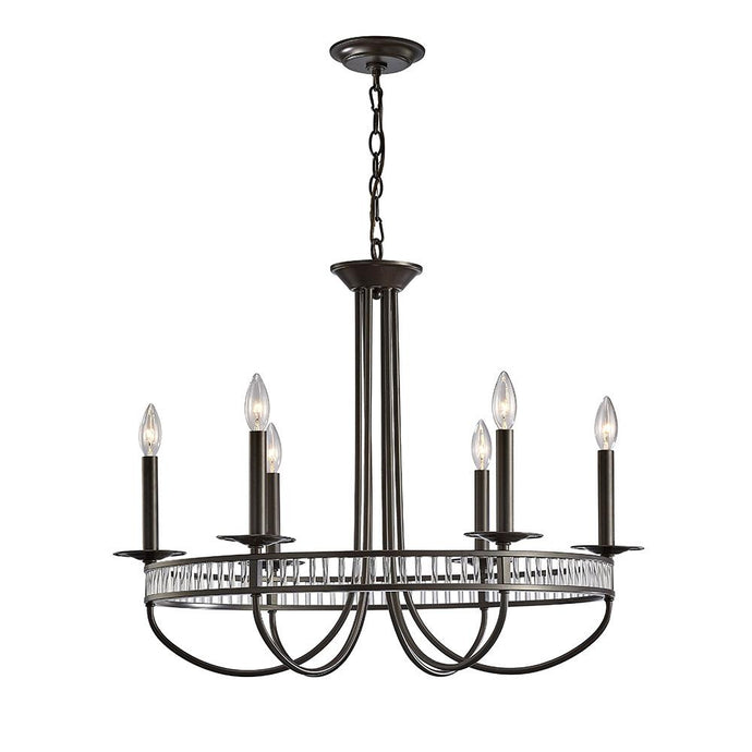 Diyas IL31706 Saskia Round Pendant 6 Light E14 Aged Bronze/Crystal - 38474