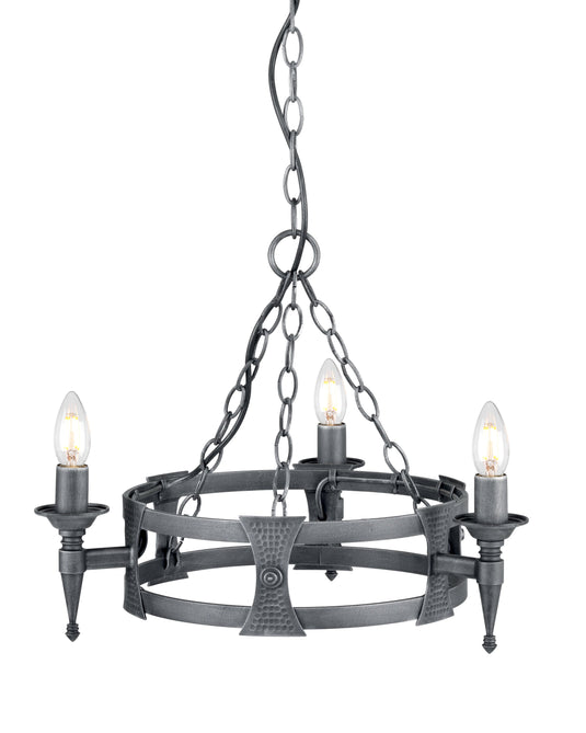 Elstead Lighting SAX3-BLK-SIL Saxon 3 Light Chandelier - Black/Silver