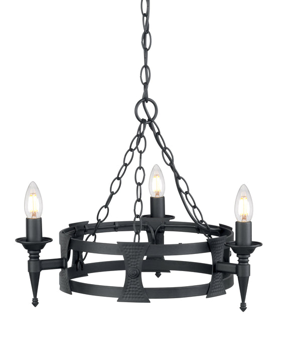 Elstead Lighting SAX3-BLK Saxon 3 Light Chandelier - Black