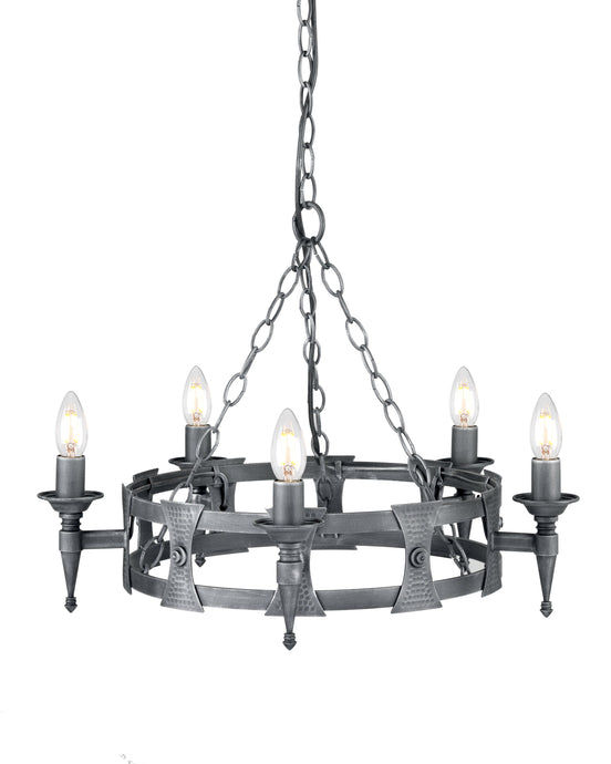 Elstead Lighting SAX5-BLK-SIL Saxon 5 Light Chandelier - Black/Silver