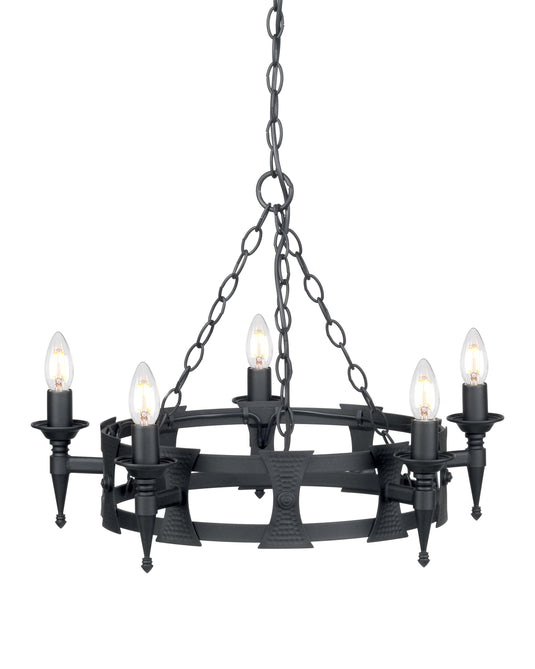 Elstead Lighting SAX5-BLK Saxon 5 Light Chandelier - Black