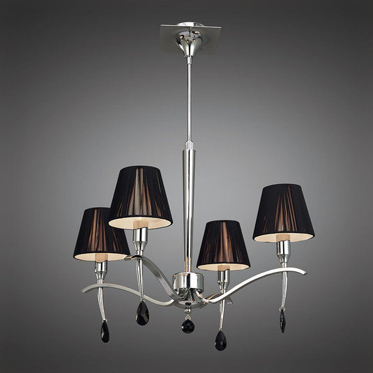 Mantra M0343 Siena Pendant Round 4 Light E14, Polished Chrome With Black Shades And Black Crystal
