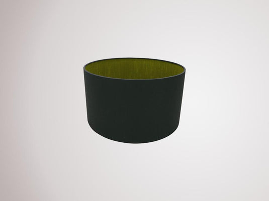 Deco D0289 Sigma Round Cylinder, 300 x 170mm Dual Faux Silk Fabric Shade, Midnight Black/Green Olive