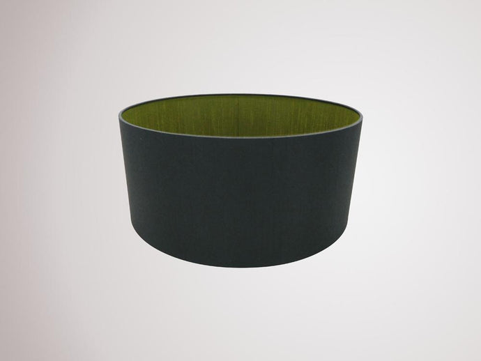 Deco D0290 Sigma Round Cylinder, 400 x 180mm Dual Faux Silk Fabric Shade, Midnight Black/Green Olive