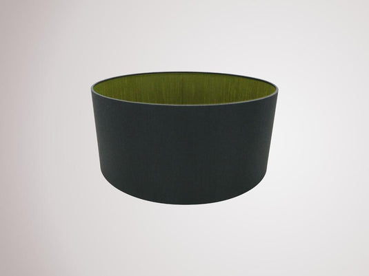 Deco D0290 Sigma Round Cylinder, 400 x 180mm Dual Faux Silk Fabric Shade, Midnight Black/Green Olive