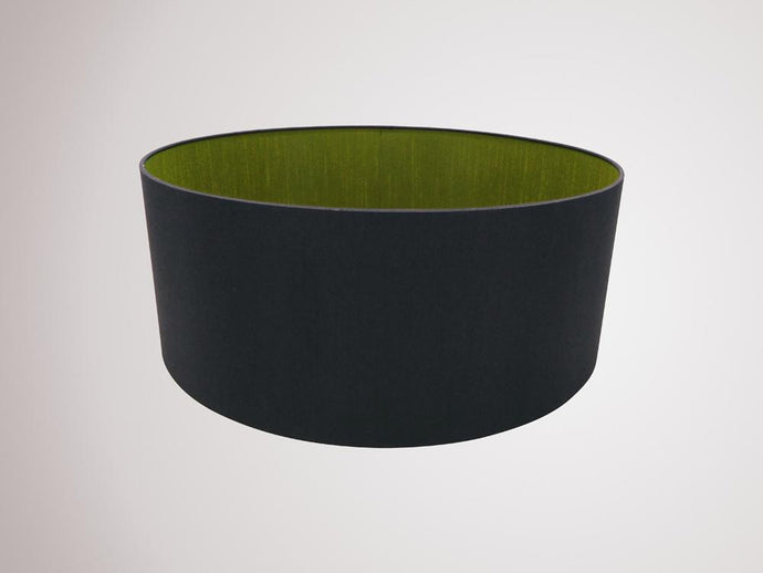Deco D0291 Sigma Round Cylinder, 500 x 200mm Dual Faux Silk Fabric Shade, Midnight Black/Green Olive