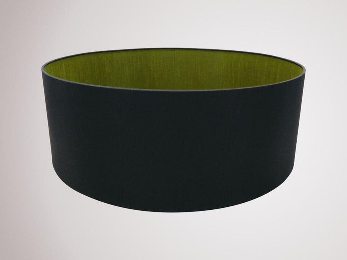 Deco D0292 Sigma Round Cylinder, 600 x 220mm Dual Faux Silk Fabric Shade, Midnight Black/Green Olive