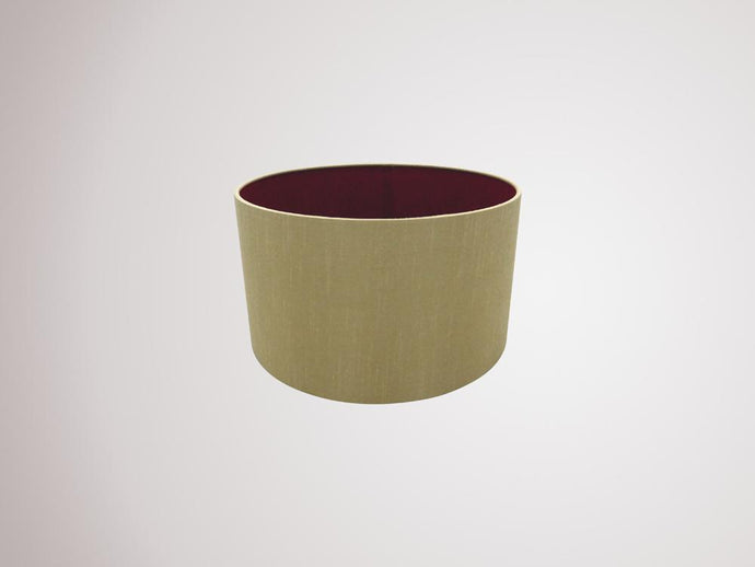 Deco D0293 Sigma Round Cylinder, 300 x 170mm Dual Faux Silk Fabric Shade, Antique Gold/Ruby