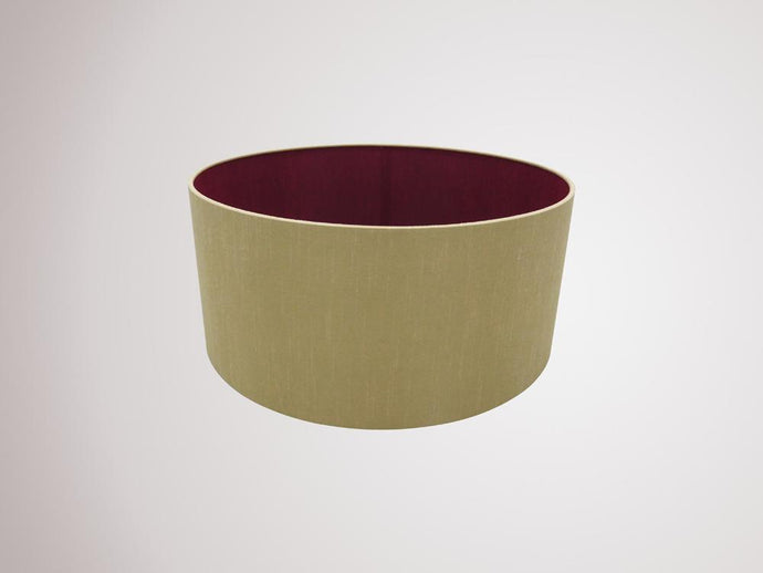 Deco D0294 Sigma Round Cylinder, 400 x 180mm Dual Faux Silk Fabric Shade, Antique Gold/Ruby