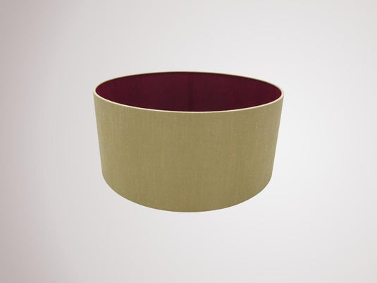 Deco D0294 Sigma Round Cylinder, 400 x 180mm Dual Faux Silk Fabric Shade, Antique Gold/Ruby