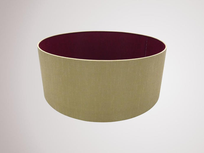 Deco D0295 Sigma Round Cylinder, 500 x 200mm Dual Faux Silk Fabric Shade, Antique Gold/Ruby
