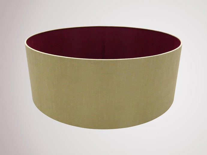 Deco D0296 Sigma Round Cylinder, 600 x 220mm Dual Faux Silk Fabric Shade, Antique Gold/Ruby