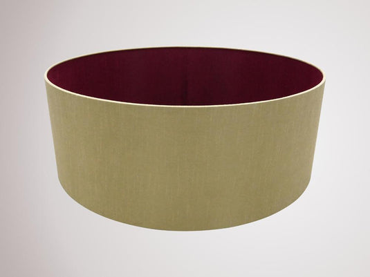 Deco D0296 Sigma Round Cylinder, 600 x 220mm Dual Faux Silk Fabric Shade, Antique Gold/Ruby