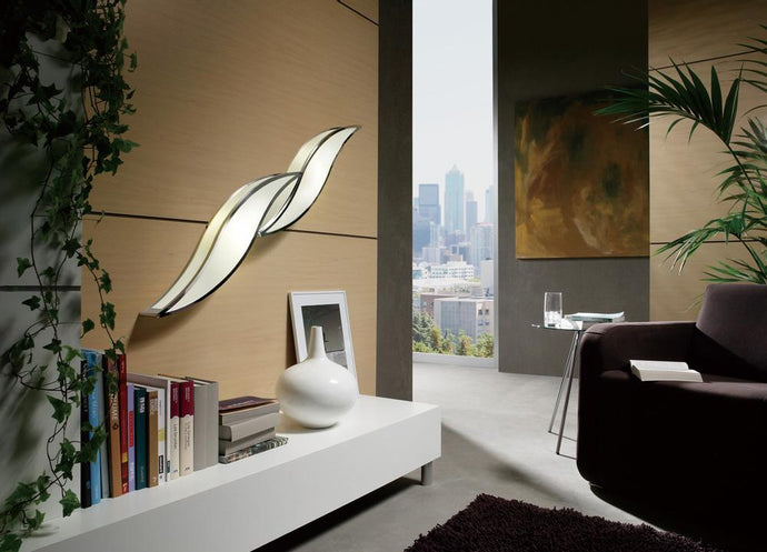 Mantra M0671 Sintesys Wall Lamp E27 2 Light E27 Large, Polished Chrome/White Acrylic