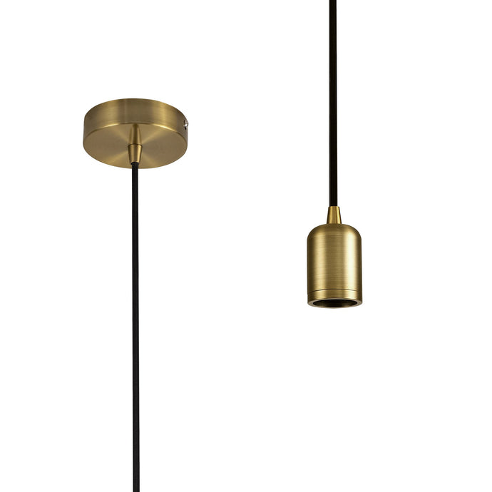 C-Lighting Snave 1m Suspension Kit 1 Light Gilt Bronze/Black Braided Cable, E27 Max 60W, c/w Ceiling Bracket - 30493