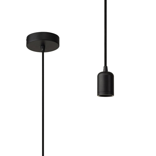 C-Lighting Snave 1m Suspension Kit 1 Light Black/Black Braided Cable, E27 Max 60W, c/w Ceiling Bracket - 30499